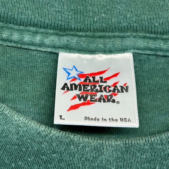 Johnson Beer Company Vintage T Shirt Adult Large Green Bleach Splatter Stains NC - Picture 3 of 12